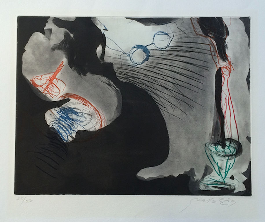Ger Lataster, zonder titel (1989), kleuren ets - aquatint, hand gesigneerd  kopen? Bied vanaf 90!
