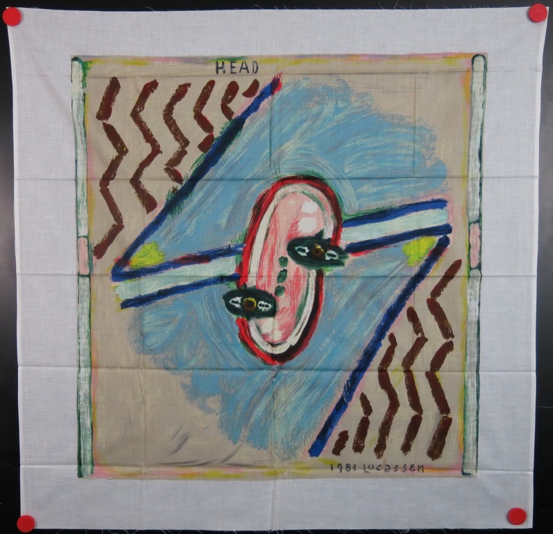 Reinier Lucassen: Zeefdruk op katoenzijde, Head, denken is het oog kopen? Bied vanaf 35!