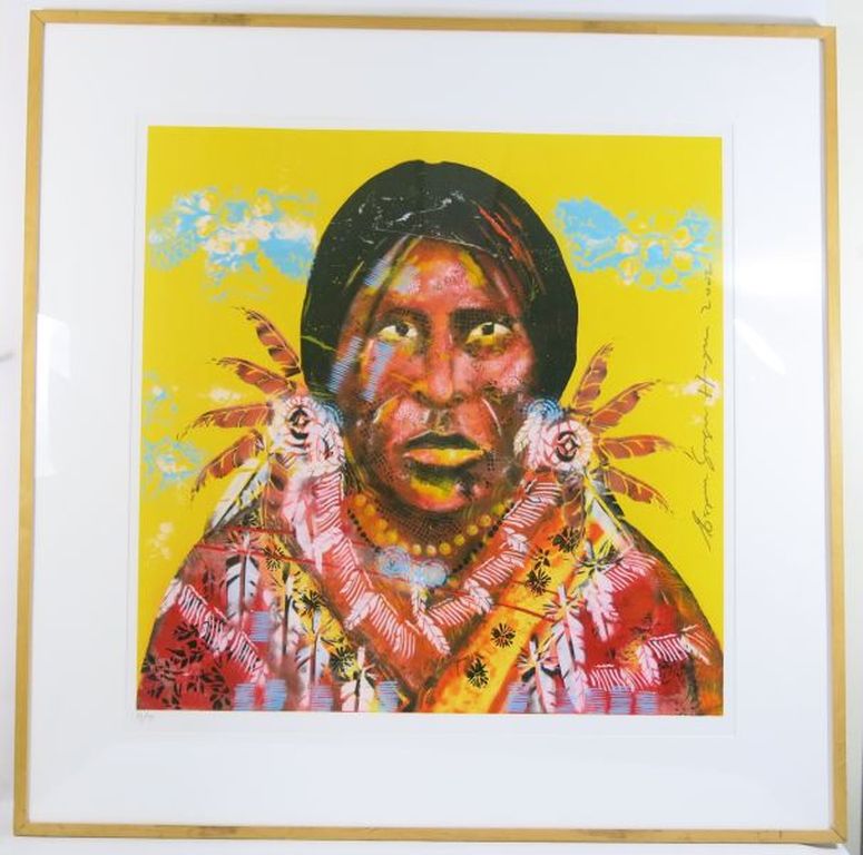 Espen Hagen, zeefdruk: Geronimo (geel) - ingelijst (groot formaat) verkocht voor € 100!