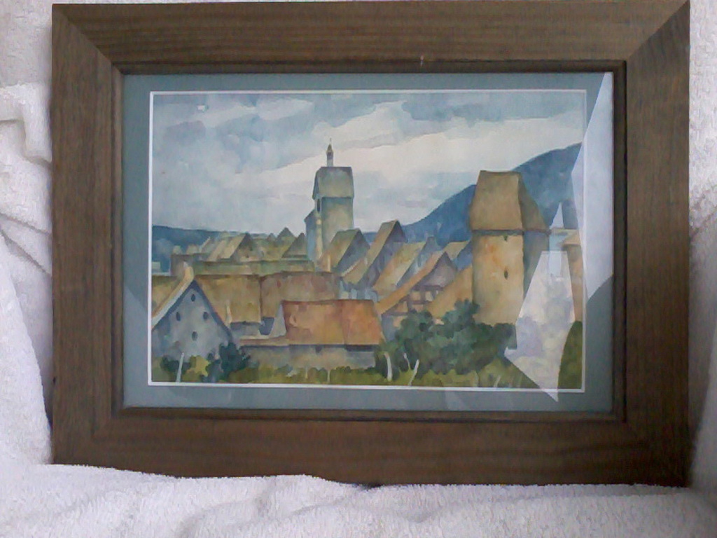 C. van Niekerk, aquarel, Dorpje Riquewihr. verkocht voor € 60!