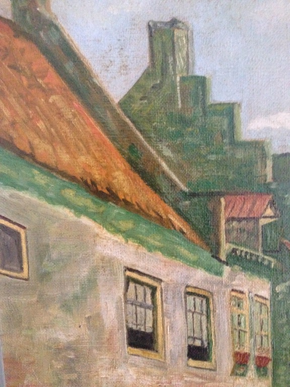 M. van Hoff - Vrouw in straatje - Olieverf op doek - in lijst - Gesigneerd kopen? Bied vanaf 20!