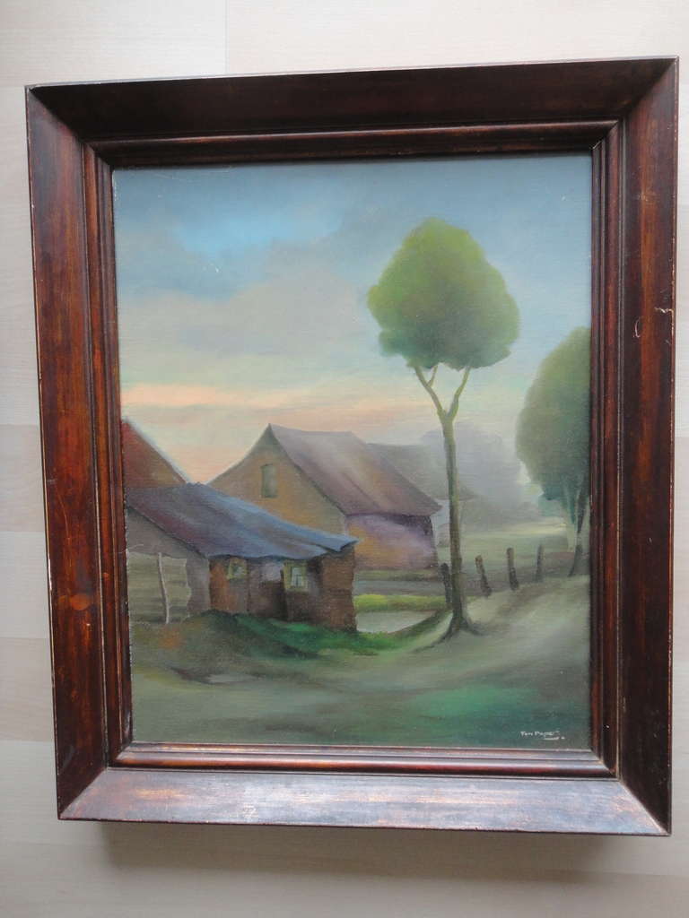 Ton Pape, olieverf op doek, boerderijen in landschap kopen? Bied vanaf 165!