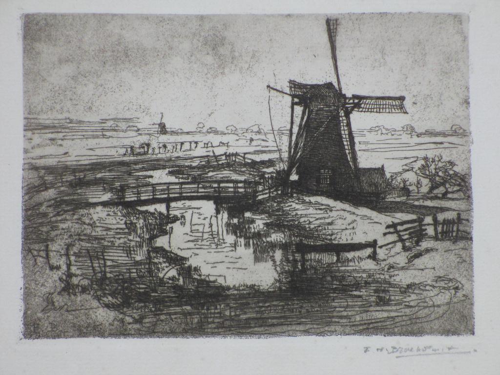 Frederika Broeksmit, Ets, Polderlandschap met molens kopen? Bied vanaf 1!