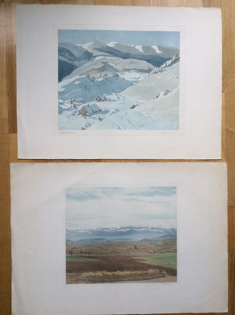 Onbekende kunstenaar - 2x grote ets/aquatint, gesign.ca.1930 kopen? Bied vanaf 10!