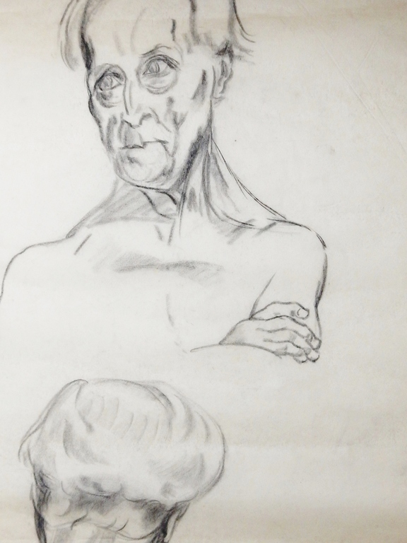 Dirk Smorenberg (1883-1960) - Grote houtskooltekening - Oude man 1933 kopen? Bied vanaf 1!