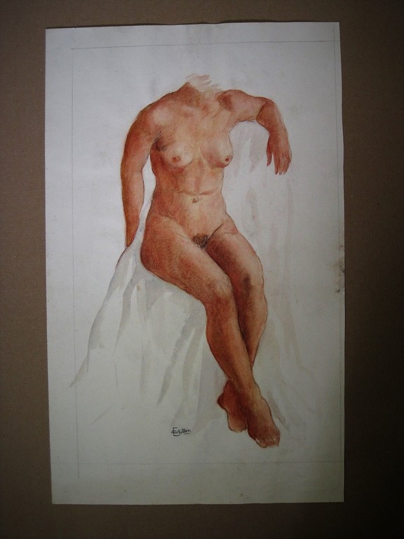 Fraaie ca. 1940 Aquarel Frits Schiller 1886-1971 "vrouwelijk naakt" gesigneerd kopen? Bied vanaf 1!