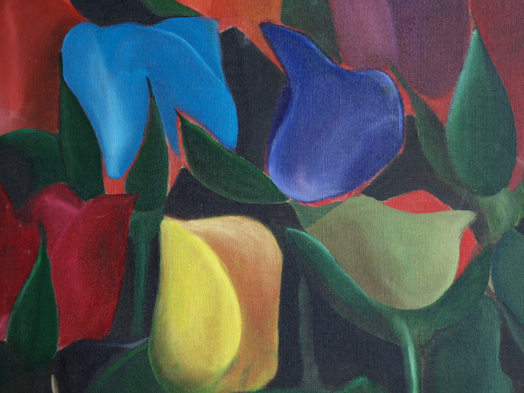 Onbekend : Olieverf op doek , Tulpen - 50 x 60 cm kopen? Bied vanaf 1!