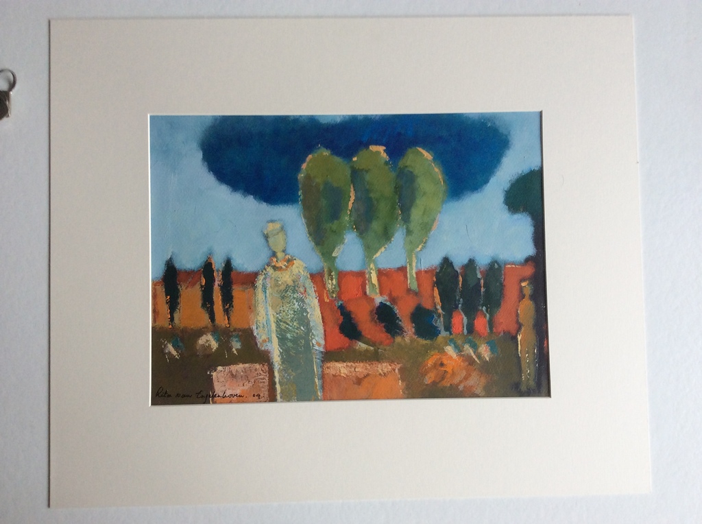 Lita van Engelenhoven - figuren in landschap - werk op papier, gelijst - gesign. kopen? Bied vanaf 125!