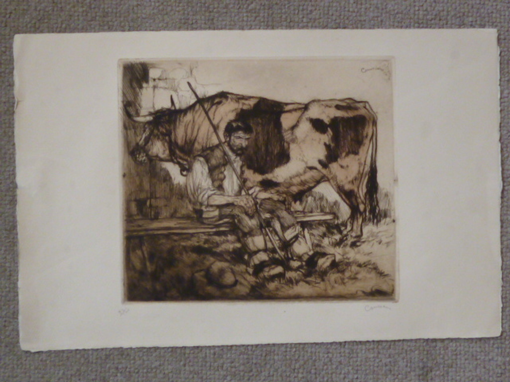 Armand Coussens - kleurenets - Le vacher assis kopen? Bied vanaf 45!