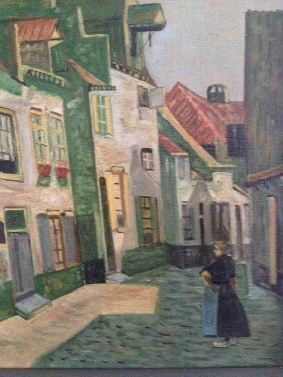 M. van Hoff - Vrouw in straatje - Olieverf op doek - in lijst - Gesigneerd kopen? Bied vanaf 20!