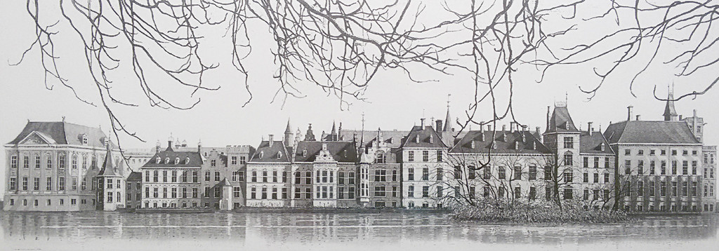 Wim Bettenhausen - Hofvijver, aquatint ets (mooi ingelijst, groot) verkocht voor € 250!