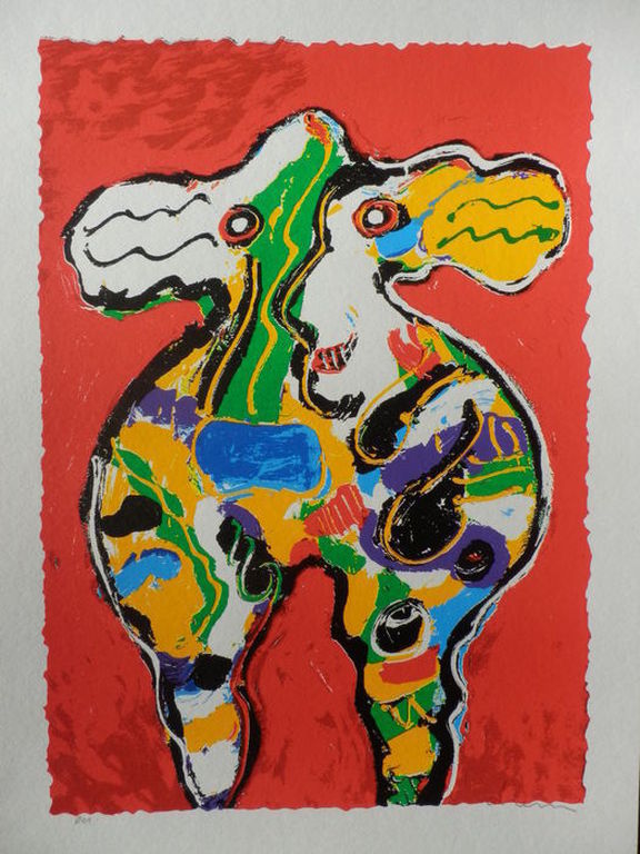 PETER DIEM DESIGNERS COW RED Zeefdruk  Handgesigneerd kopen? Bied vanaf 35!
