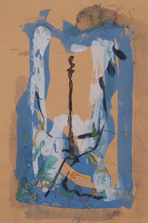 Ad Arma: Gouache en potlood op bruin papier, Gestalte verkocht voor € 60!