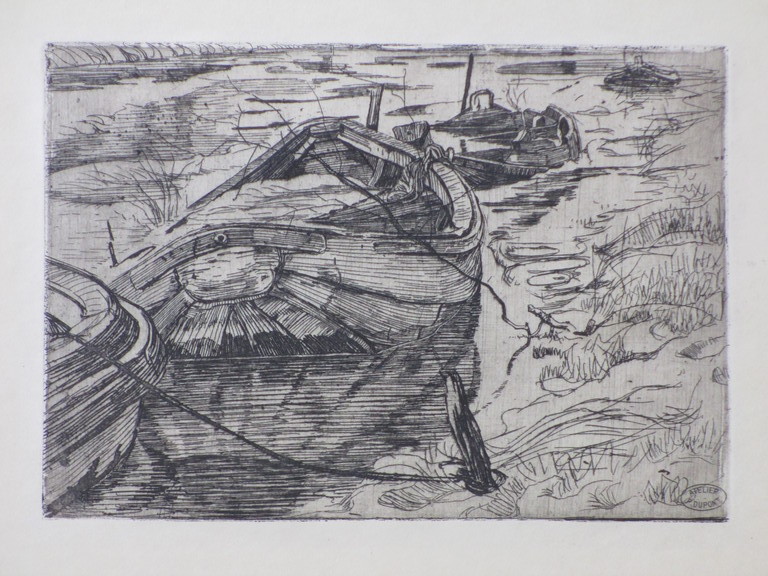 Pieter Dupont, Booten, Ets op zink 1893-94 verkocht voor € 65!