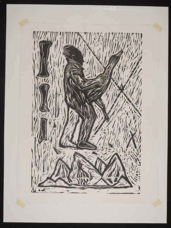 Anne Semler: Lino op Rijstpapier, Man met gans kopen? Bied vanaf 1!