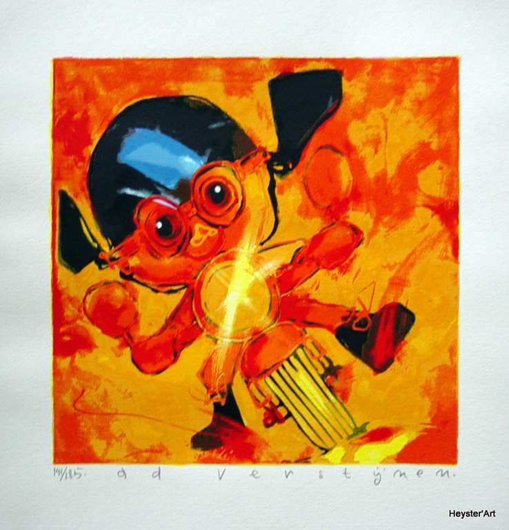 Ad Verstijnen - Moterrijder - zeefdruk  verkocht voor € 54!