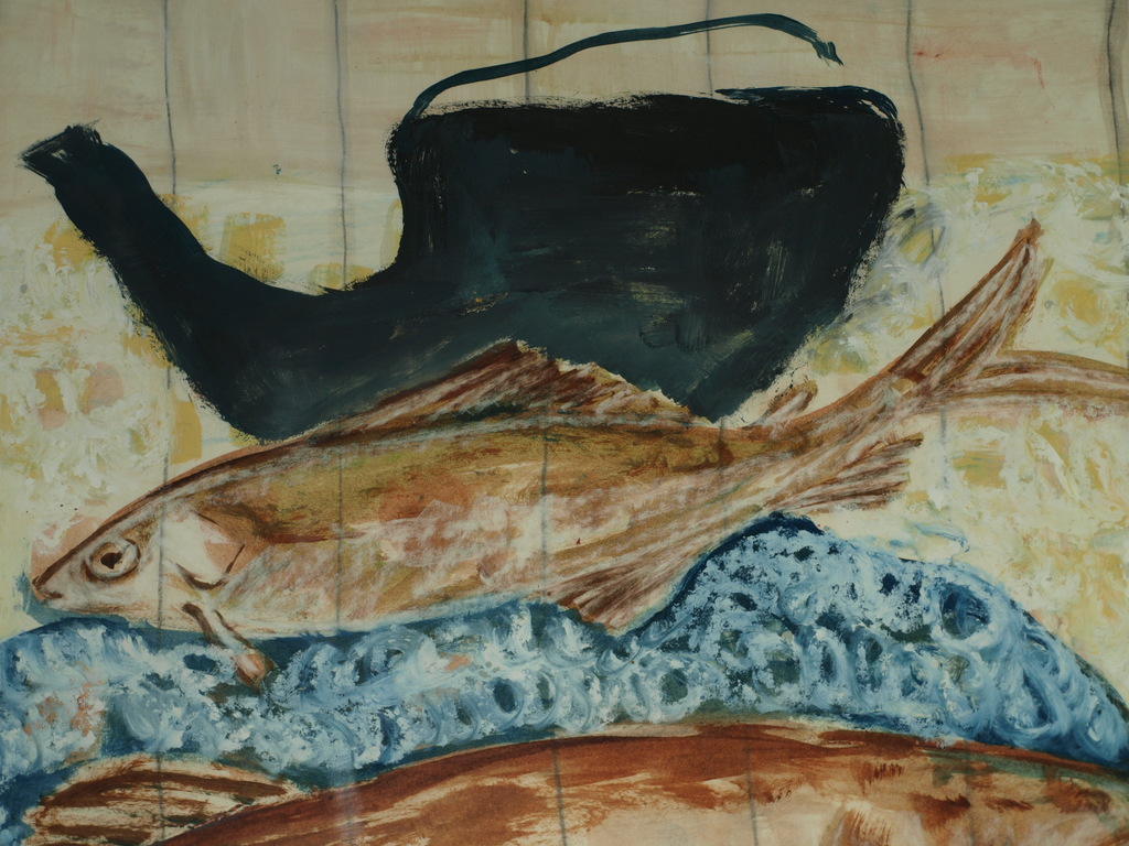 Nicola Rozemeijer : Acrylverf op papier – Vissen – Gesigneerd & ingelijst - 1997 kopen? Bied vanaf 1!