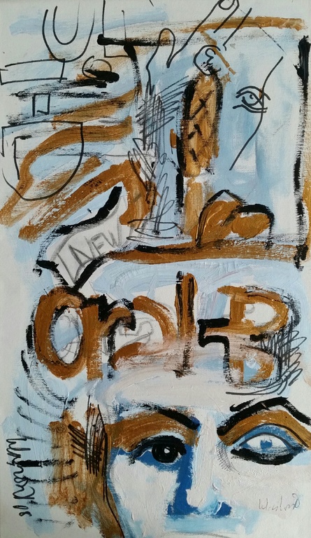 Peter Klashorst: Olieverf + stift, compositie kopen? Bied vanaf 1!