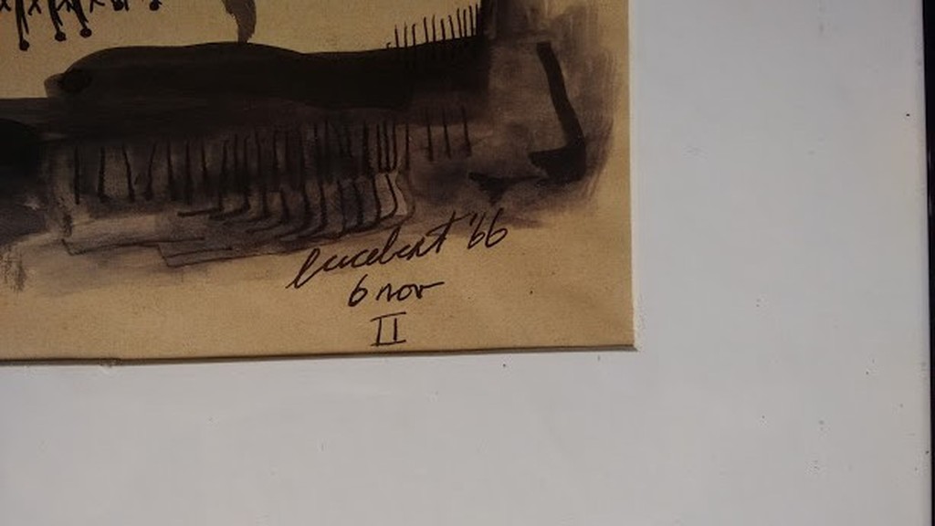 LUCEBERT grote tekening uit 1966,gesigneerd en gedateerd, ingelijst, CoBrA kunst kopen? Bied vanaf 525!