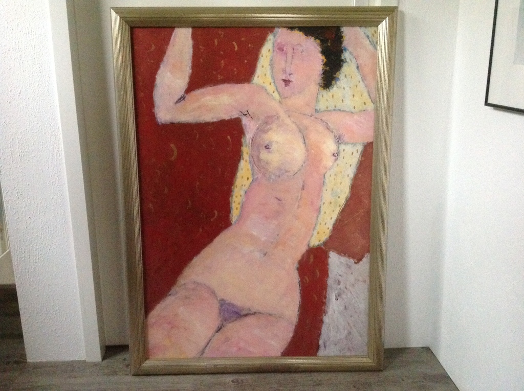 Lita van Engelenhoven: groot schilderij : liggend naak op kussen 1991 kopen? Bied vanaf 99!