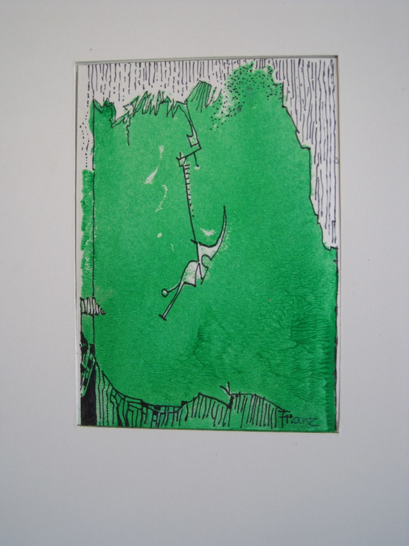 Nieuwe Haagse School Aquarel/Inkt "Abstract in Groen"  Piet Franz 1922-1991 kopen? Bied vanaf 1!