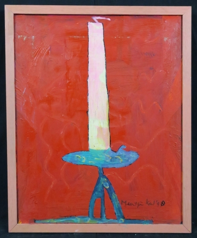 Meertje Kaal: Acryl op doek, Kaars - Ingelijst verkocht voor € 58!