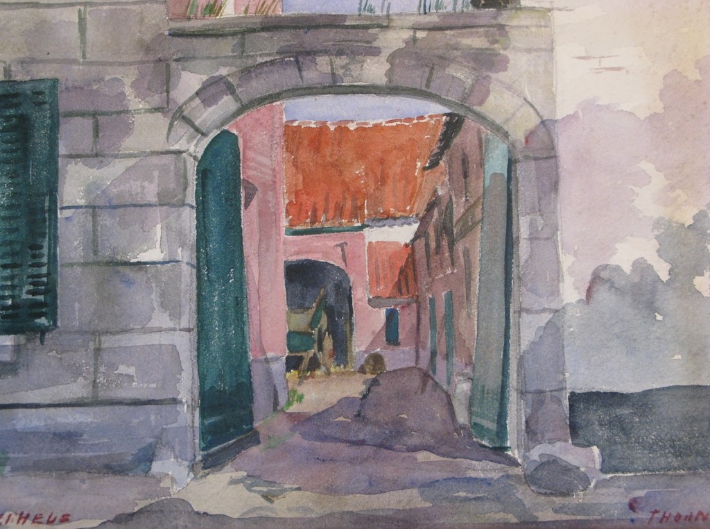 Margaretha Christina VERHEUS (1905-1990)-Aquarel-doorkijkje in Thorn kopen? Bied vanaf 1!