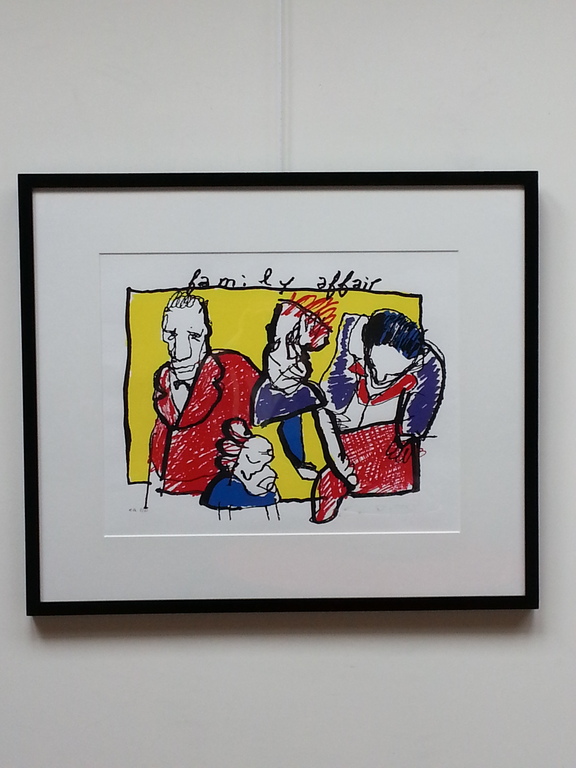 Herman Brood, zeefdruk op papier in zwarte lijst, Titel:  kopen? Bied vanaf 75!