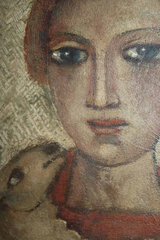 Joan Collette  - MEISJE MET LAM  - NAIFE KUNST verkocht voor € 75!