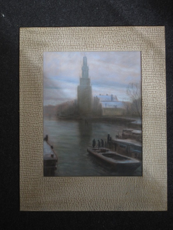 Sfeervol pastel "Amsterdam Montelbaanstoren vroege ochtend" van G.Cohn Roemers  kopen? Bied vanaf 1!