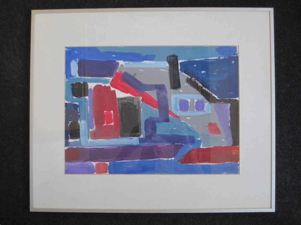 mooie gouache "Maassluis zomermiddag" monogram TCK '91 kopen? Bied vanaf 1!