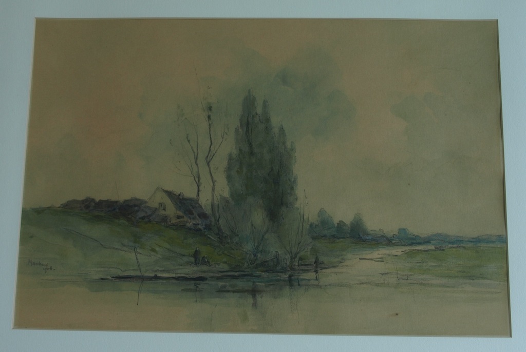 Antoon Markus : Aquarel en pastel – Populieren - gesigneerd & ingelijst – 1908 kopen? Bied vanaf 75!