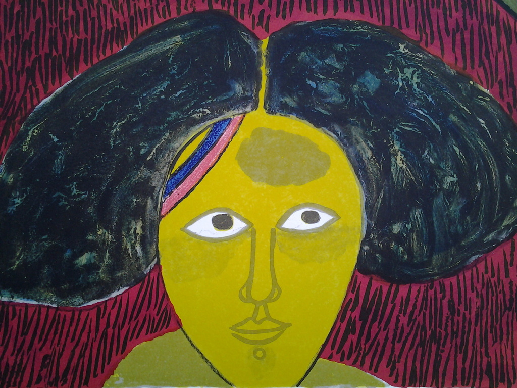 Prachtig groot litho , Corneille , Vrouw met zonnenbloem. kopen? Bied vanaf 120!