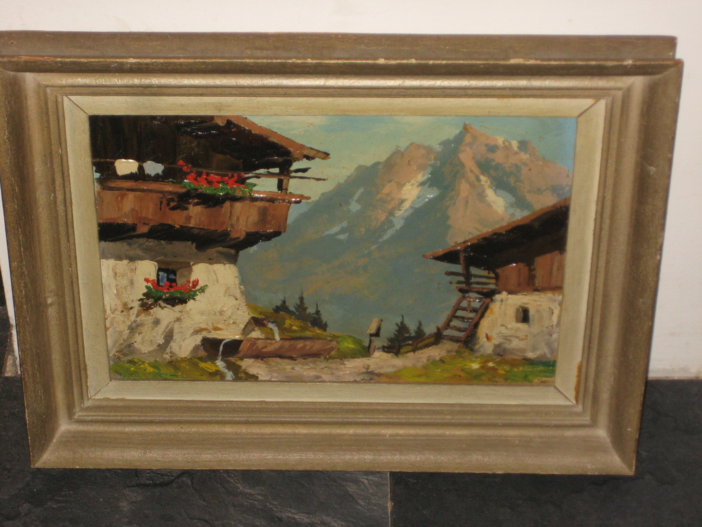 ongesigneerd berglandschap olieverf op board kopen? Bied vanaf 15!