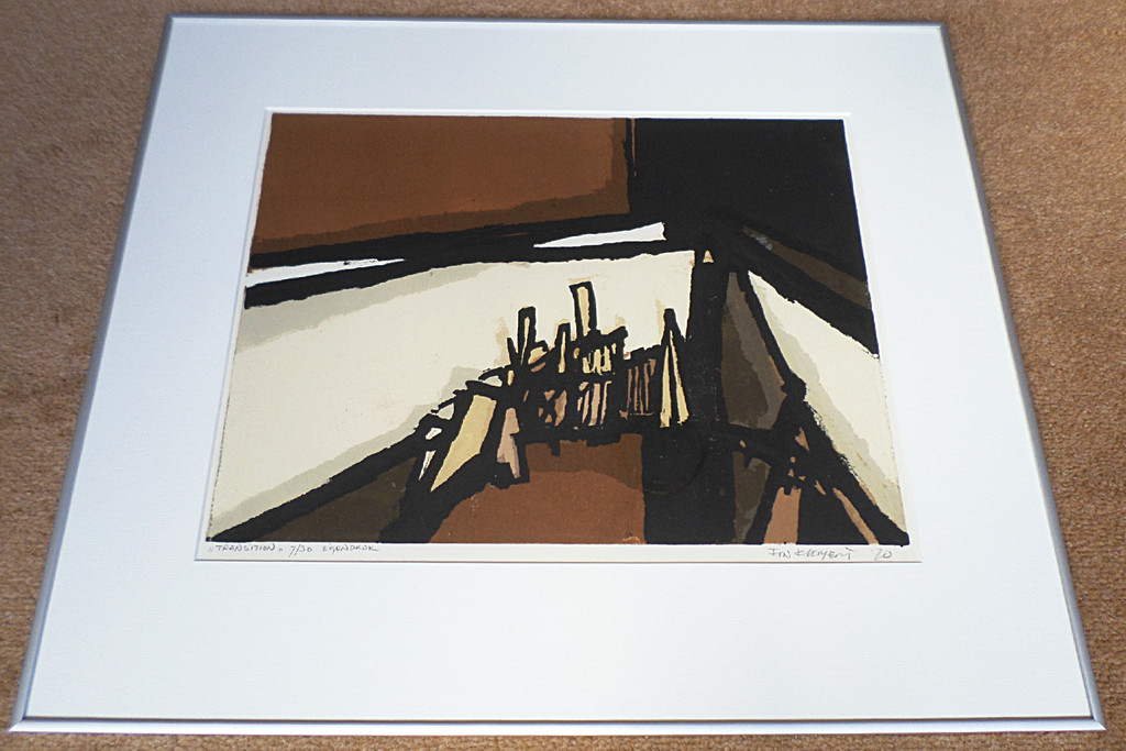 Fon Klement - Transition, hoogdruk boardsnede (mooi ingelijst) kopen? Bied vanaf 95!