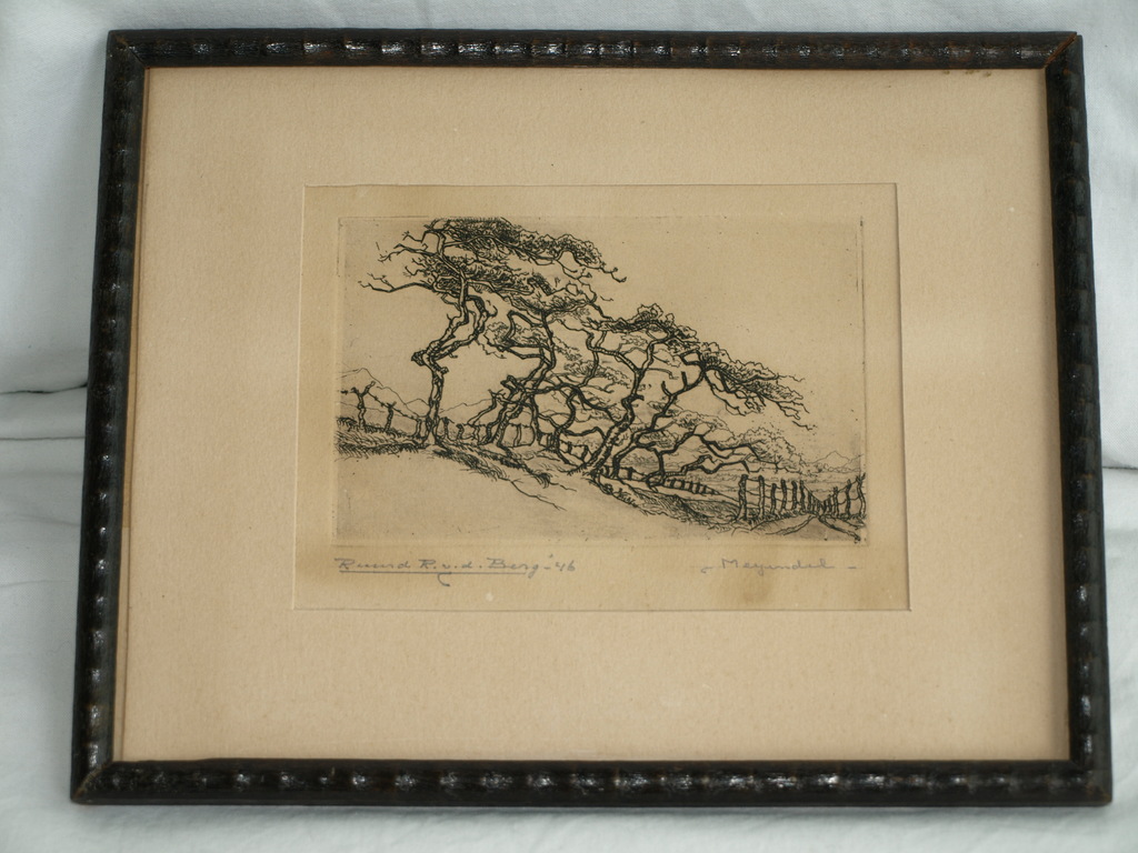Ruurd van den Berg : Ets , Meijendel – gesigneerd & ingelijst - 1946  kopen? Bied vanaf 1!