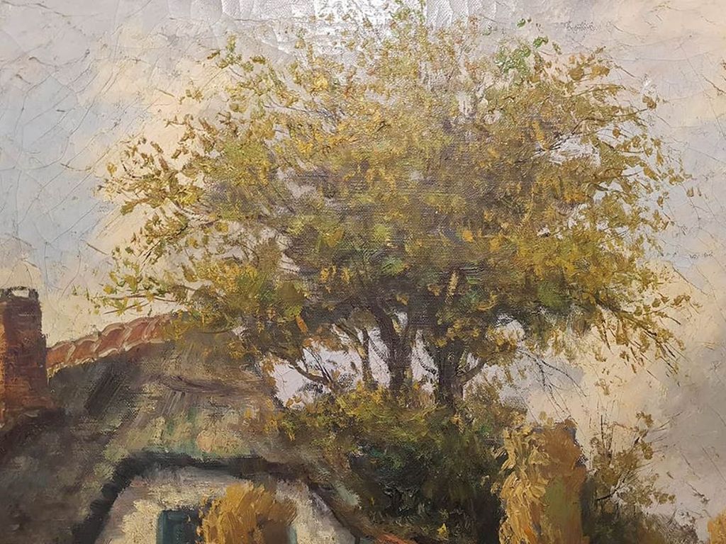 CH.Petit (Ps: A.CH.W.Terhell,1863-1949) Olieverf, Boerderij met korenschoven. kopen? Bied vanaf 30!
