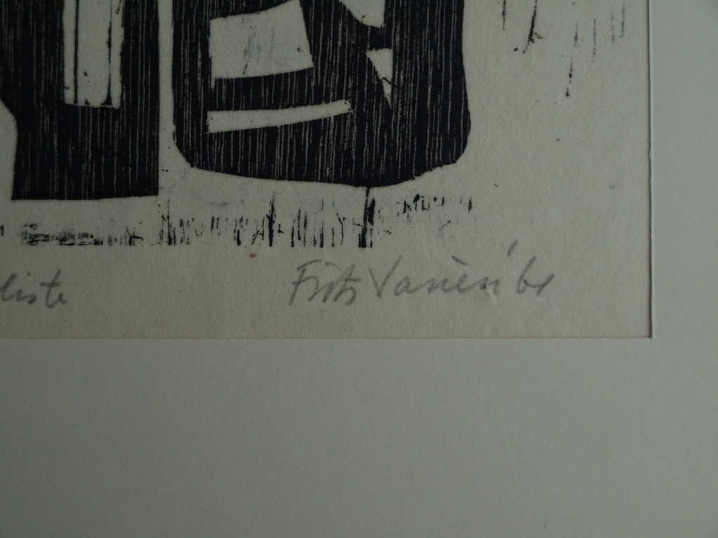 Frits Vanèn :  Houtsnede – Violiste – 1961 – oplage 15 ex. kopen? Bied vanaf 1!