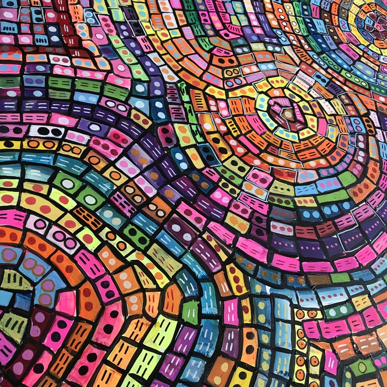 Zippora Meijer  Circle Of Life And Endlessness   acryl op katoen 80 x 80 cm kopen? Bied vanaf 1!