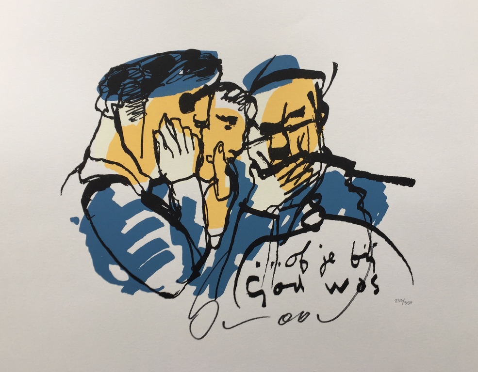 Herman Brood - Originele hand gesigneerde zeefdruk - Of je bij God was verkocht voor € 72!