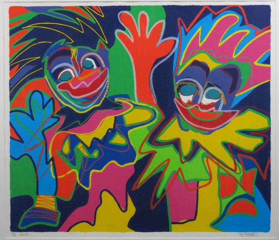 Marianne Naerebout: Zeefdruk, Worlds - Ingelijst verkocht voor € 90!