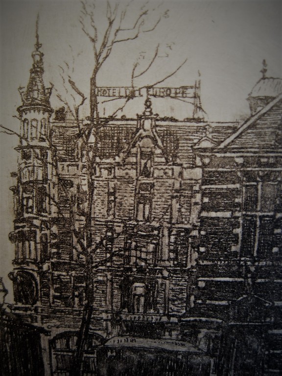 Knappe Ets "Munttoren en Hotel de l'Europe Amsterdam" Johannes Josseaud  kopen? Bied vanaf 1!