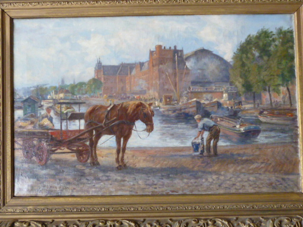 Dirk Johannes van Haaren - olieverf -  Aan de kade verkocht voor € 600!