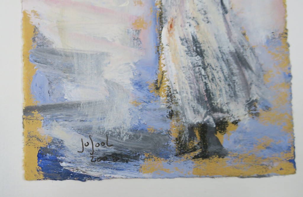 Jose van Gool: Acryl op papier, Z.T. dame kopen? Bied vanaf 20!