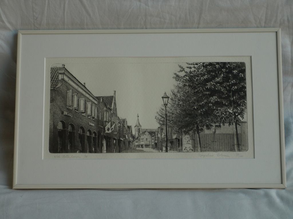 Wim Bettenhausen : Ets , Dorpshuis Zoetermeer – ingelijst – 1985 kopen? Bied vanaf 55!