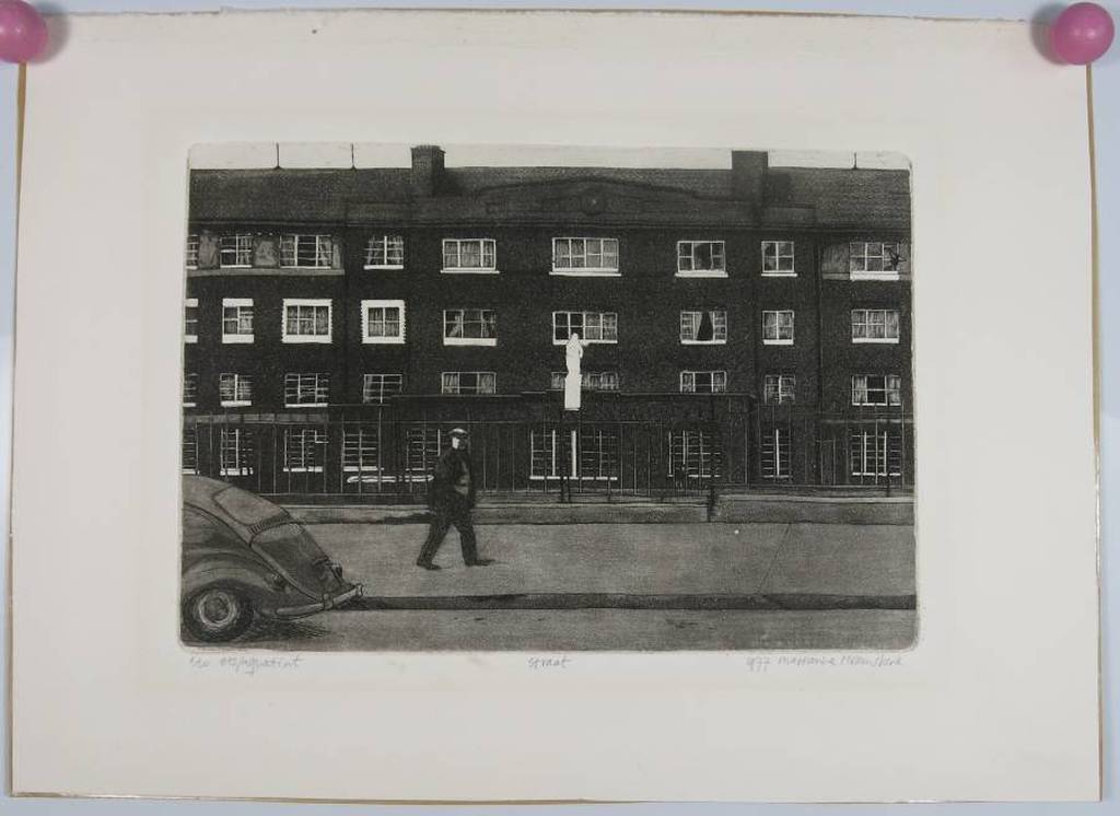 Marianne Heemskerk: Ets en aquatint, Straat met auto kopen? Bied vanaf 1!
