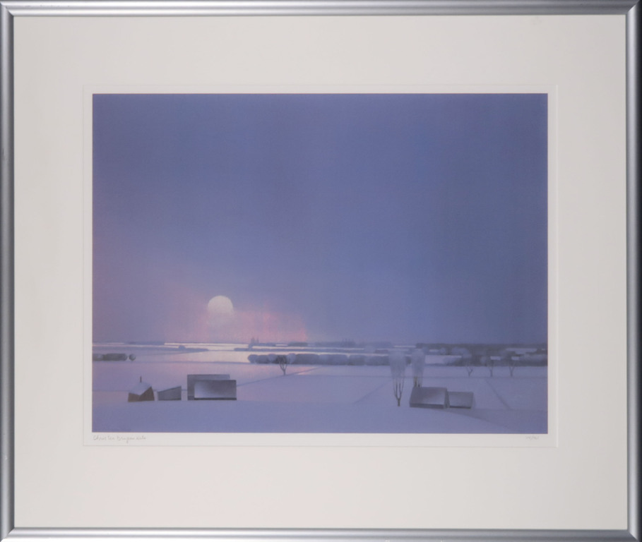 Chris ten Bruggen Kate: Zeefdruk, Winter - Ingelijst kopen? Bied vanaf 70!