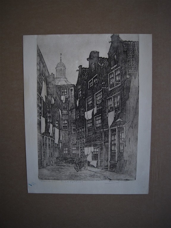 Sfeervolle gesigneerde ets "Amsterdam de Bijlsteeg" van Marius Janssen 1887-1957 kopen? Bied vanaf 1!