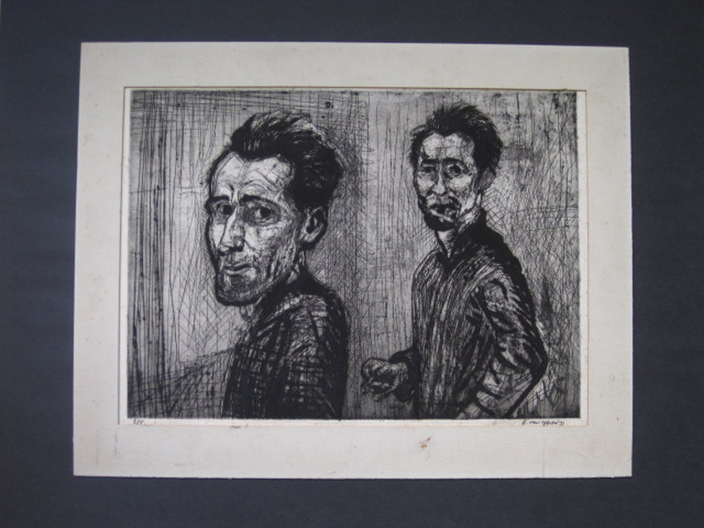 Unica (2/5) Ets van Exprss. Graficus Hans van Efferen (1934-) "Zelfportret" gesd kopen? Bied vanaf 1!