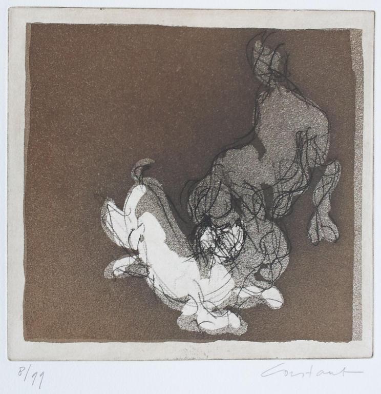Constant: Ets/Aquatint Spelende Honden S/N, 1991 verkocht voor € 425!